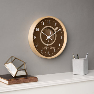 cute coffee time add text clock