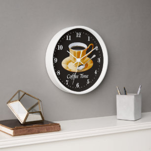 cute coffee time add text clock