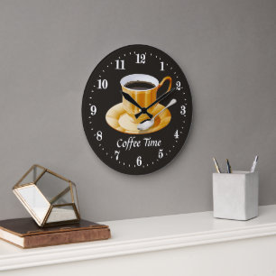 cute coffee time add text large clock
