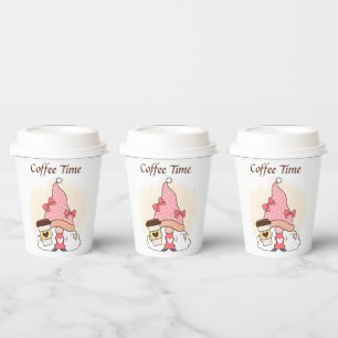 cute coffee time gnome add text Paper Cups 