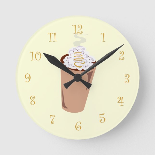 Cute Coffee Time Round Clock (Front)