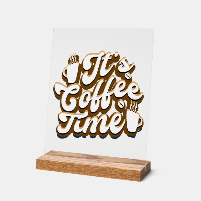 Cute coffee time word art  acrylic sign (Angle)
