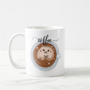 Cute Coffee with cat Latte Custom Name Coffee Mug