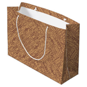 Cute coffee word art pattern large gift bag