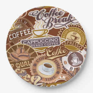 Cute coffee words party paper plate
