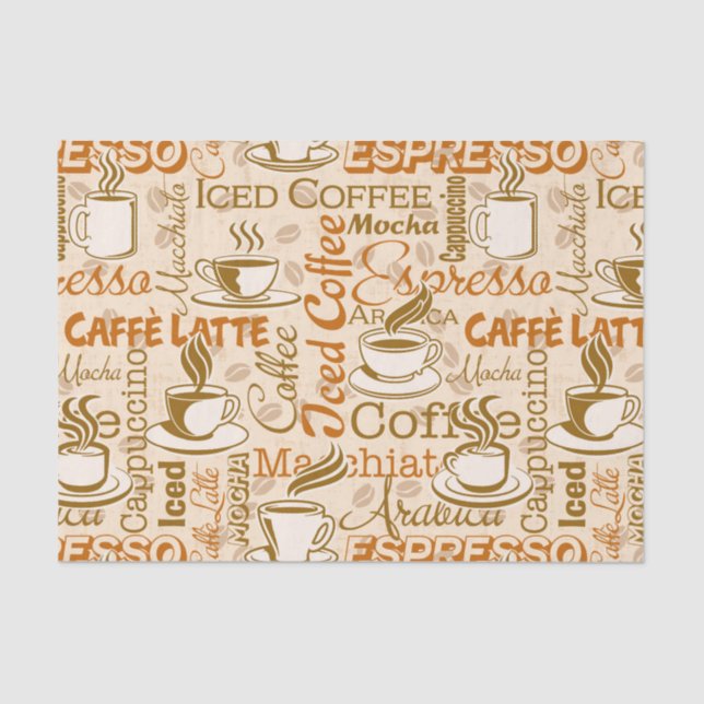 Cute coffee words party tissue paper (Front)