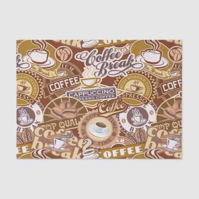 Cute coffee words party tissue paper (Front)