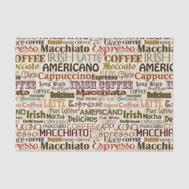 Cute coffee words party tissue paper (Front)