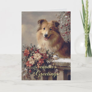 Cute Collie Dog Christmas Card
