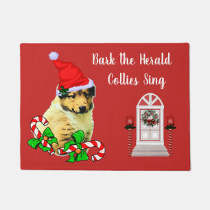 Cute Collie Puppy Christmas Doormat