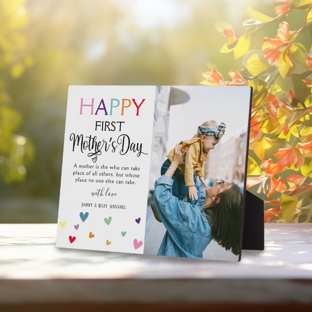 Cute Colorful 1st Mother's Day Photo Keepsake Plaque (Creator Uploaded)