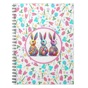 Cute, colorful 3 Easter bunny Notebook