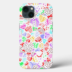 Cute colorful abstract hearts neck tie iPhone 13 case