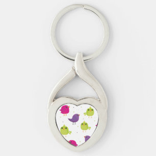 Cute colorful birds key ring