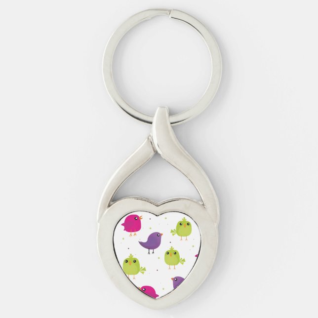 Cute colorful birds  key ring (Front)
