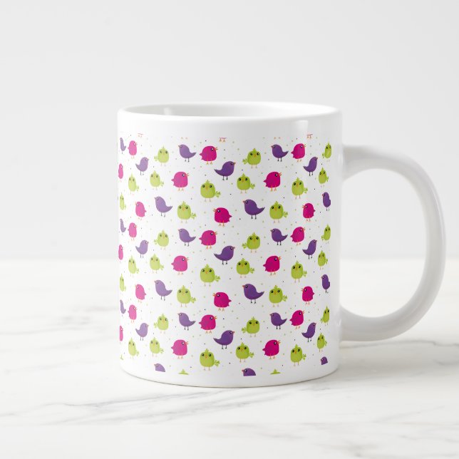 Cute colorful birds  large coffee mug (Right)