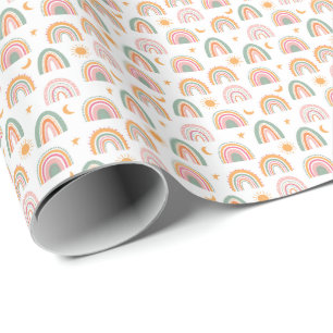Cute Colorful Boho Rainbow Seamless Pattern Wrapping Paper