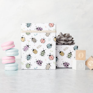 Cute Colorful Bugs Pattern Wrapping Paper