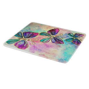 Cute Colorful Butterflies - Watercolor Art Cutting Board