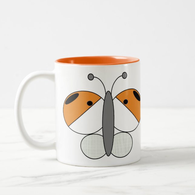 Cute Colorful Butterfly Mug - Orange Tip (Left)