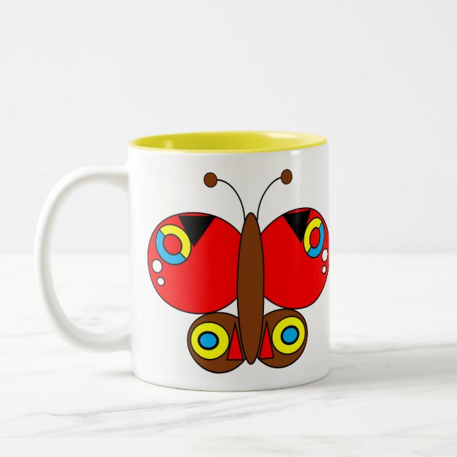 Cute Colorful Butterfly Mug - Peacock (Left)