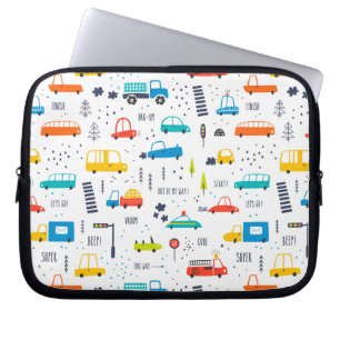 Cute Colorful Car Traffic Pattern Laptop Sleeve