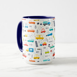 Cute Colorful Car Traffic Pattern Mug