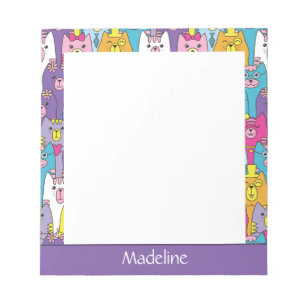 Cute Colorful Cartoon Cats Pattern Personalized Notepad