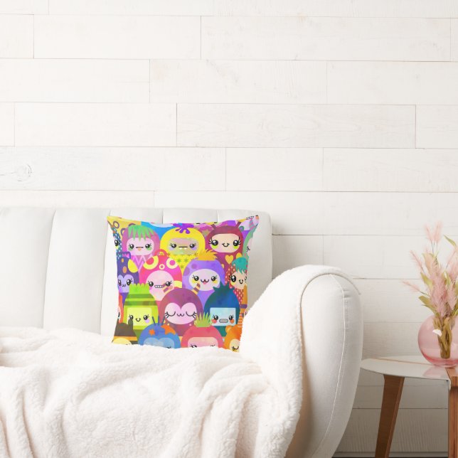 Cute Colorful Cartoon People Characters Cushion (Couch)