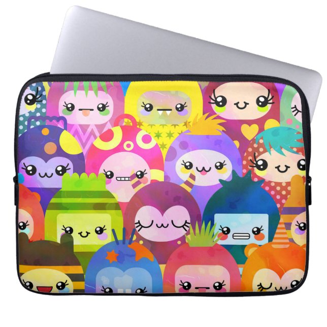Cute Colorful Cartoon People Characters Laptop Sleeve (Front)