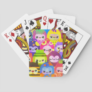 Cute Colorful Cartoon People Characters Playing Cards