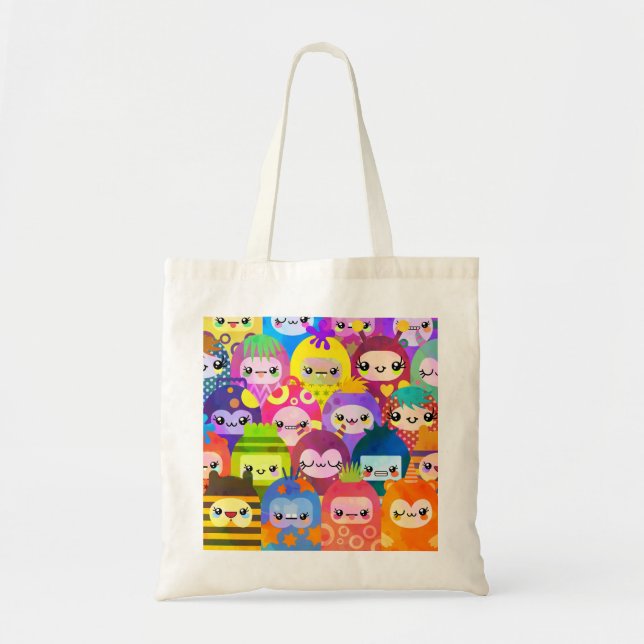Cute Colorful Cartoon People Characters Tote Bag (Front)