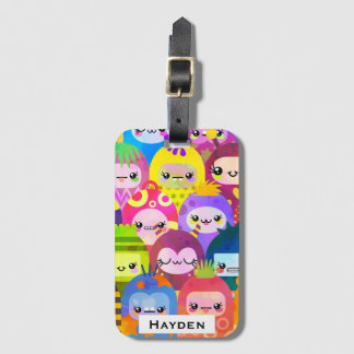 Cute Colorful Cartoon People Personalised Luggage Tag