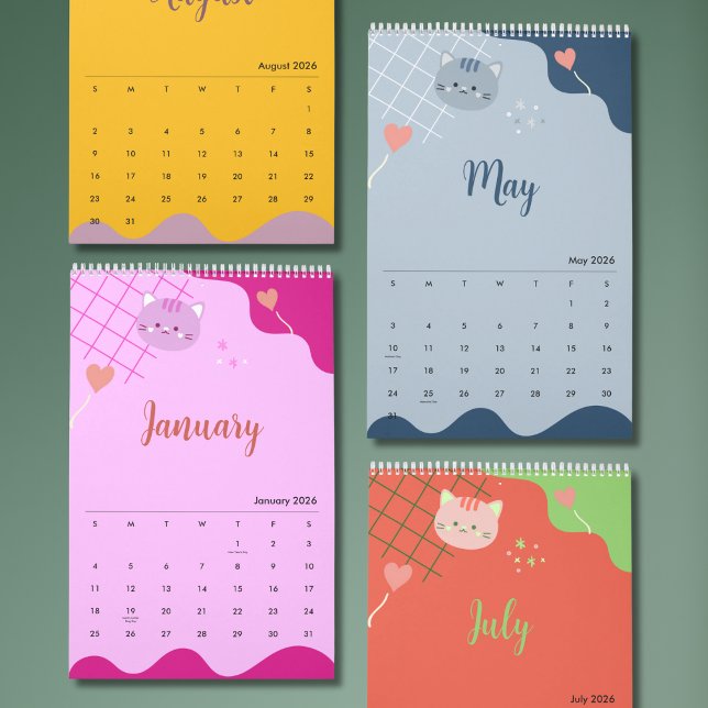 Cute Colorful Cat Calendar 2026 (Creator Uploaded)