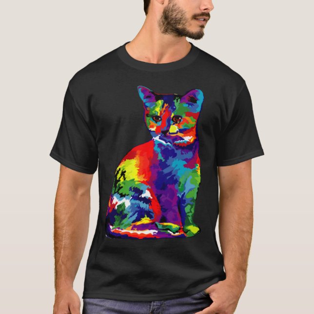 Cute Colorful Cat for Cat Pop T-Shirt (Front)