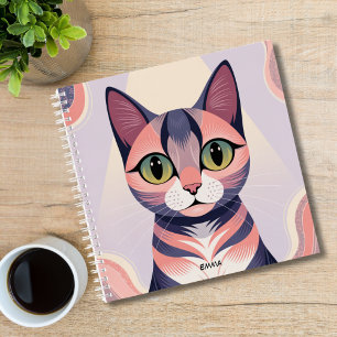 Cute Colorful Cat, Fun Chic, Custom Notebook