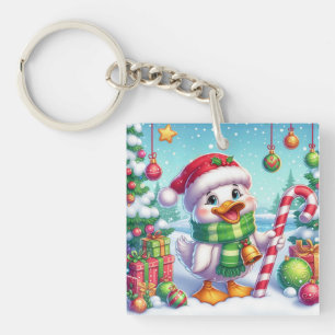 Cute Colorful Christmas duck Key Ring