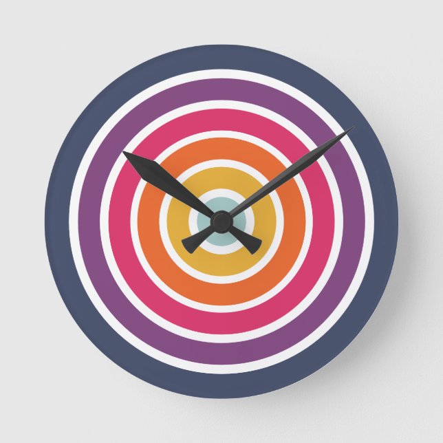 Cute Colorful Circles Pattern Round Clock (Front)