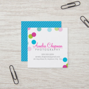 CUTE COLORFUL CONFETTI bold spot pink lime green Square Business Card