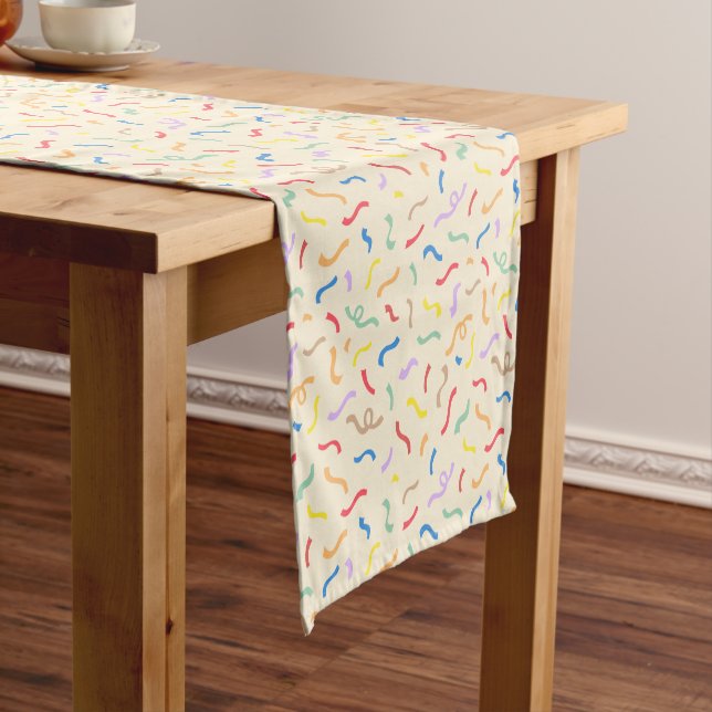 Cute Colorful Confetti Pattern Short Table Runner (In Situ)