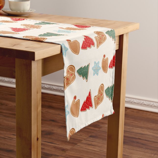 Cute Colorful Cookies Pattern Christmas Short Table Runner (In Situ)