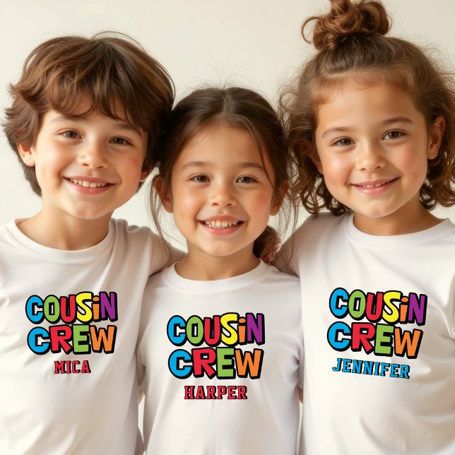 Cute Colorful Cousin Crew Family Reunion  Toddler T-Shirt (Cousin Crew Adorable Colorful Matching Shirts with name. Reunions, parties and get together s. Fun!)