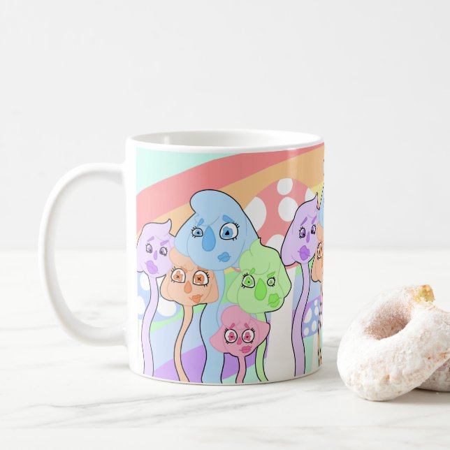 Cute Colorful Creatures Coffee Mug (With Donut)