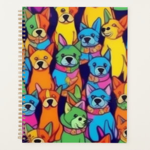 Cute colorful dogs happy dogs planner