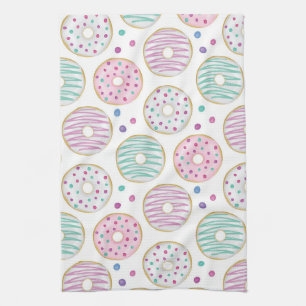 Cute Colorful Donut Pattern Tea Towel