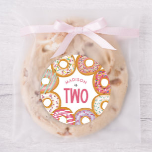 Cute Colorful Donuts Two 2nd Birthday Classic Round Sticker