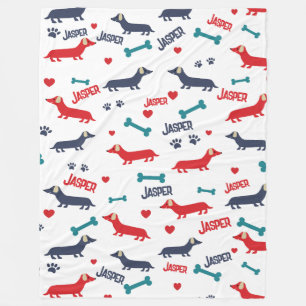 Cute Colorful Doxie Dog Dachshund Fleece Blanket