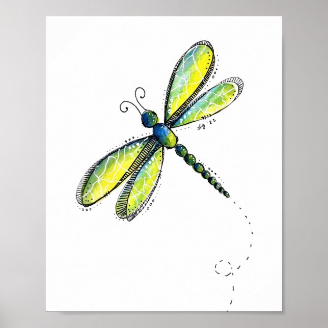 Cute Colorful Dragonfly Poster (Front)