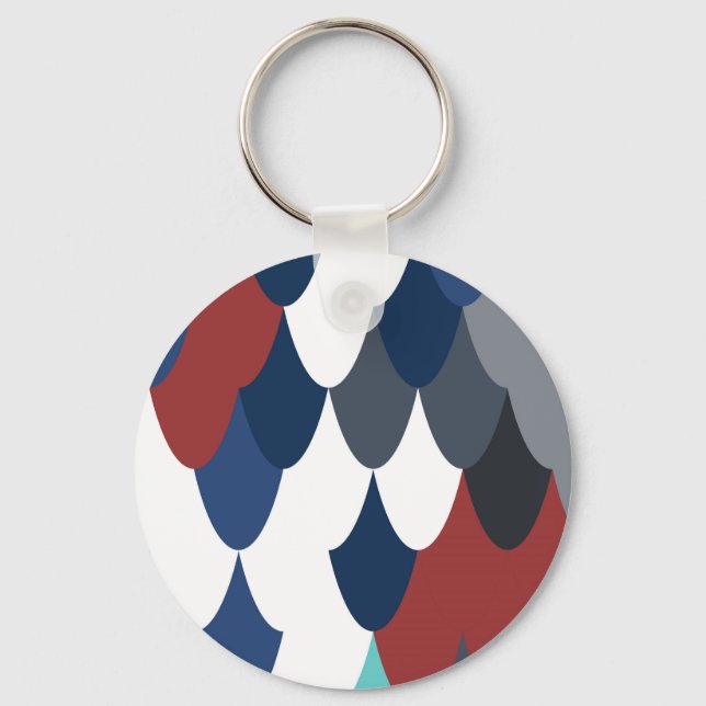 Cute colorful fish crust pattern key ring (Front)