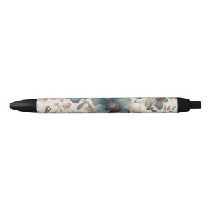 Cute colorful flower seamless pattern black ink pen